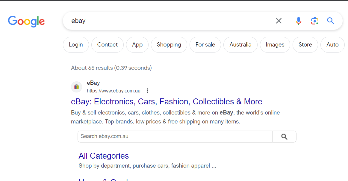 Ebay Site Search Rich Results